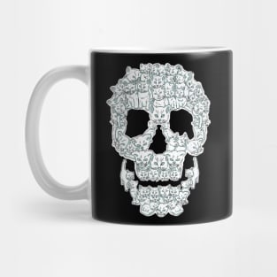 White Cats Skull Floral Skeleton Mug